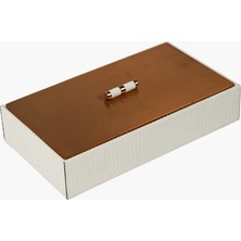 Dikdörtgen Deri Kutu Beyaz 27.5X15.5X5.5CM