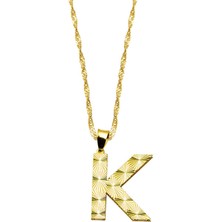 Bilezikci K Harfi 3 Boyutlu Altın Kolye