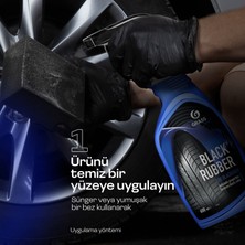 GRASS Black Rubber 600 ml - Ultra Siyah Lastik Parlatıcı | 4 Hafta Kalıcı | Suya Dayanıklı & Jantsız Formül | Mat/Parlak Seçenek
