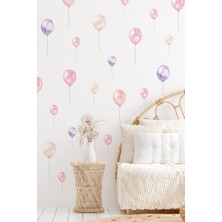 Pembe Tonlarda Balonlar Sticker Seti Çocuk Bebek Odası Duvar Dekorasyon Stickerı Balonlu Set