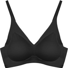 Cottonhill Siyah Lazer Kesim Dikişsiz Sütyen Çıkarılabilir Pedli Hayalet Sütyen Agraflı Ayarlanabilir Askılı