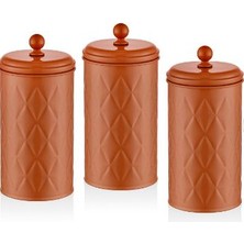 Galveniz Prizma Terrecota Çay Şeker Kavanozu 3 Lü Set