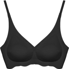 Cottonhill Siyah Dikişsiz Lazer Kesim Çıkarılabilir Pedli Kadın Hayalet Sütyen Dalga Detay Ayarlanabilir Askılı