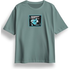 Oversize Street Art Baskılı Tshirt