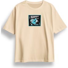 Oversize Street Art Baskılı Tshirt