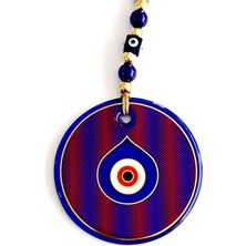 Damla Modelli Yaldızlı Kırmızılı Cam Duvar Süsü Nazarlık