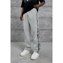 Nomarc Bol Paça Motifli 3 Çizgili Gri Eşofman