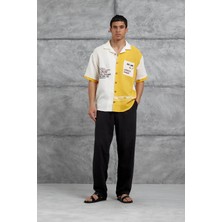 Turuncu Krem Cepli Oversize Gömlek