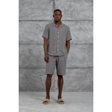 Füme Nmrc Müslin Kısa Kol Oversize Gömlek