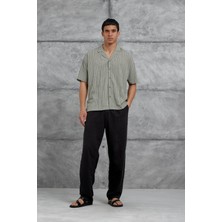 Yeşil Mrk Çizgili Oversize Gömlek