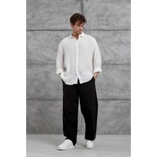 Beyaz Modal Kumaş Oversize Gömlek