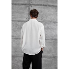Beyaz Modal Kumaş Oversize Gömlek