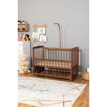 Bamgidoo Ahşap Beşik Anne Yanı Beşik Ceviz 60X120 - Uyku Setsiz ve Yataksız