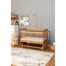 Bamgidoo Ahşap Beşik Anne Yanı Beşik Doğal (Vernikli) 60X120 - Uyku Setsiz Tek Yataklı