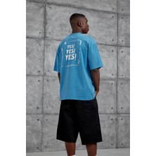 Mavi Yes Yazılı Oversize Tshirt