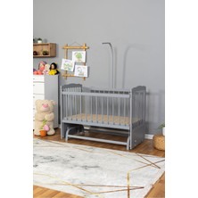 Bamgidoo Ahşap Beşik Anne Yanı Beşik Lake Gri 60X120 - Uyku Setsiz ve Yataksız