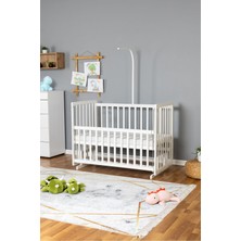 Bamgidoo Mobilya Bamgidoo Ahşap Beşik Beyaz 60X120 Anne Yanı Beşik Özelliği ile Dayanıklı Tasarım