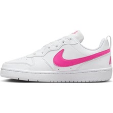 Nike Court Borough Low Gs Recraft Kadın Beyaz-Pembe Spor Ayakkabı Suni Deri Malzeme ile Tasarlandı