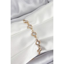 Pirinç Gold Renk Zirkon Taşlı Kadın Bileklik