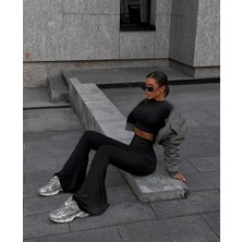 Kadın Fashion Crop ve Ispanyol Pacaça Tayt Takım