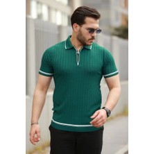 Defy Moda Erkek Fermuarlı Yakalı Kısa Kollu T-Shirt