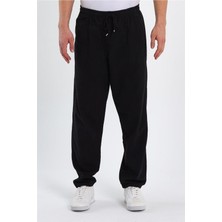 Erkek Siyah Regular Bağcıklı Keten PANTOLON-CREPE1479R01S