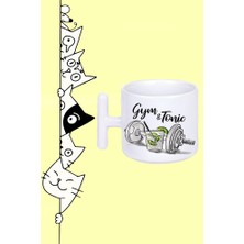 Gym Tonıc Spor Salonu Toniği Gym Fitness Barbell Tasarım Baskılı Beyaz T Sap Kupa Bardak