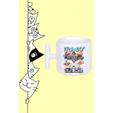 Franky Karakter Anime One Piece Tasarım Baskılı Beyaz T Sap Kupa Bardak