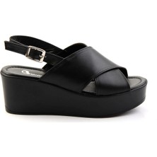Siyah Leather Kadın Sandalet K05040030503