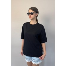 Kadın Oversize Tişört-Siyah