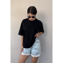 Kadın Oversize Tişört-Siyah