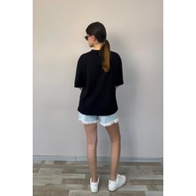 Kadın Oversize Tişört-Siyah
