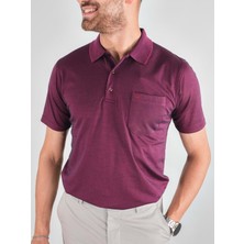 Erkek Yakalı Cepli Penye Bordo Baba Tshirt