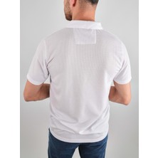 Erkek Yakalı Cepli Waffle Beyaz Baba Tshirt