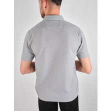 Erkek Yakalı Cepli Waffle Gri Baba Tshirt