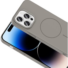 Gpack iPhone 14 Pro Max Uyumlu Kılıf M-Safe Şarj Özellikli Ruby Kapak Gri