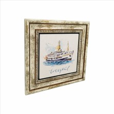 Istanbul Vapur Baskılı Doğaltaş Tablo (25 x 25 Krt-34)