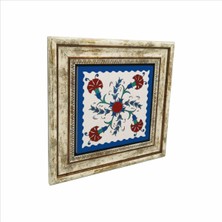 Osmanlı Iznik Çini Deseni Baskılı Doğaltaş Tablo (25 x 25 Kd-38)
