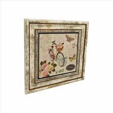 Hollanda Bisklet Görseli Baskılı Doğaltaş Tablo (25 x 25 Krg-34)