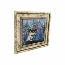 Istanbul Kedisi Baskılı Doğaltaş Tablo (25 x 25 Krt-66)