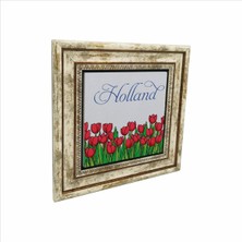 Hollanda Lale Görseli Baskılı Doğaltaş Tablo (25 x 25 Krg-24)
