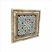 Islami Geometrik Desen El Hambra Sarayı-Fas Baskılı Doğaltaş Tablo 25CMX25CM KD-049