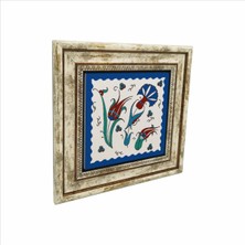 Osmanlı Iznik Çini Deseni Baskılı Taş Tablo 25X25 Kd-35