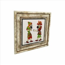 Hacivat ile Karagöz Baskılı Doğaltaş Tablo (25CMX25CM )(KRT-114)