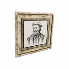 Italyan Kaşif Marco Polo Baskılı Doğaltaş Tablo 25CMX25CMKRG-062