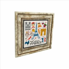 Fransa Sembolleri Baskılı Doğaltaş Tablo 25CMX25CM KRG-006