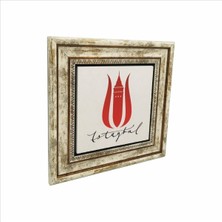 Istanbul Lalesi Galata Kulesi Baskılı Doğaltaş Tablo 25CMX25CM KRT-056