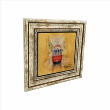 Nostaljik Tramvay Baskılı Doğaltaş Tablo (25 x 25 Krt-45)