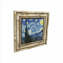 Yıldızlı Gece (Vincent Van Gogh, 1889) Baskılı Doğaltaş Tablo (25CMX25CM )(KRG-135)