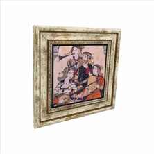 Av Sahnesi Minyatürü Baskılı Doğaltaş Tablo (25 x 25 KRT-123)